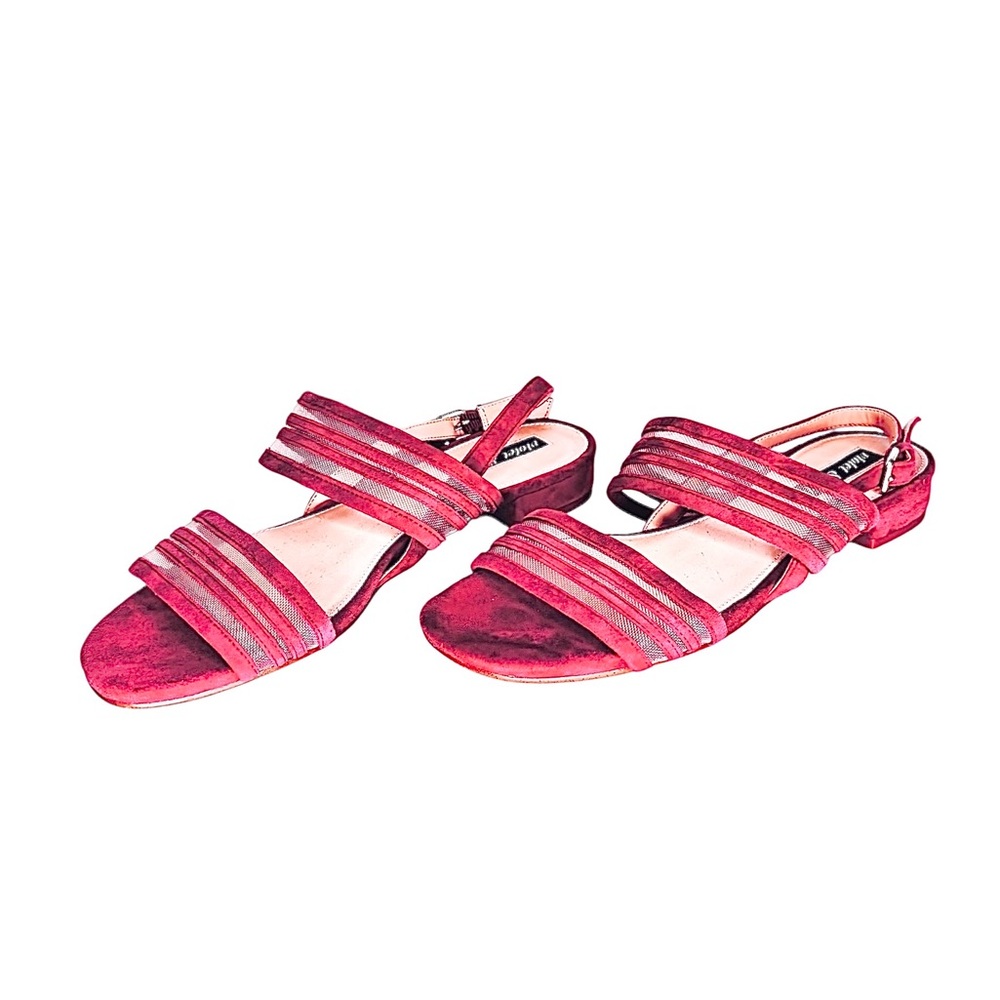 Violet & Red Marisol Mesh Insert Suede Sandal